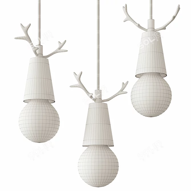 Sleek Deer One Lamp 3D model image 2