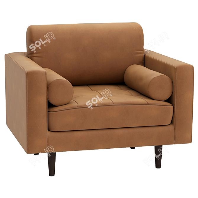 Sleek Charme Tan Sven Chair 3D model image 9