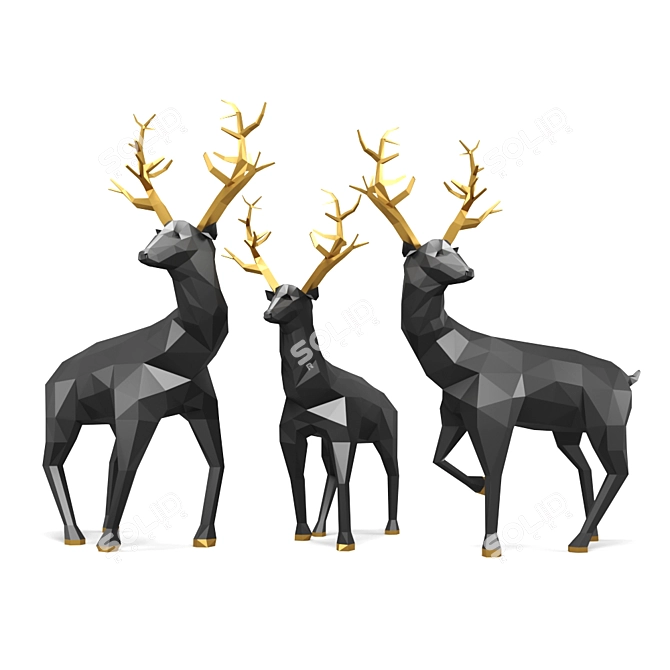 Elegant Deer Origami Sculpture 3D model image 2