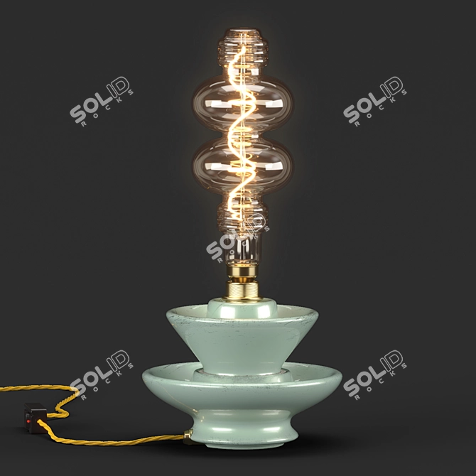 Retro Blue Ceramic Table Lamp 3D model image 1