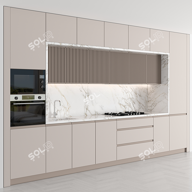 Sleek Island Kitchen 088 3D model image 2