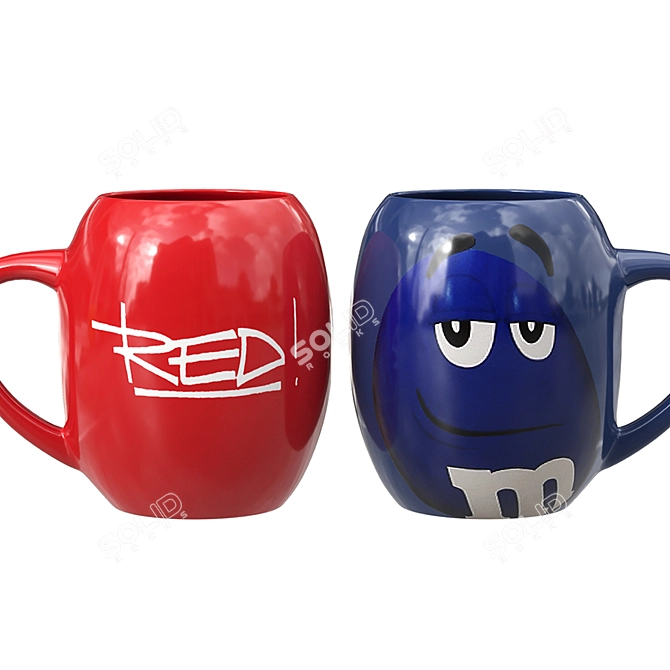 M&M's Ceramic Mug Set - Collectible Americana Collection 3D model image 4