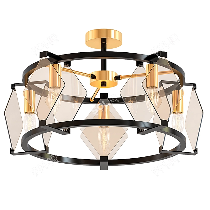 Aragon Amber Glass Metal Chandelier 3D model image 1