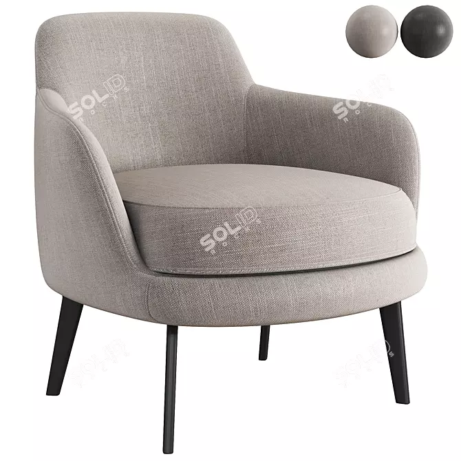 Sum Black Flax Armchair 3D model image 1