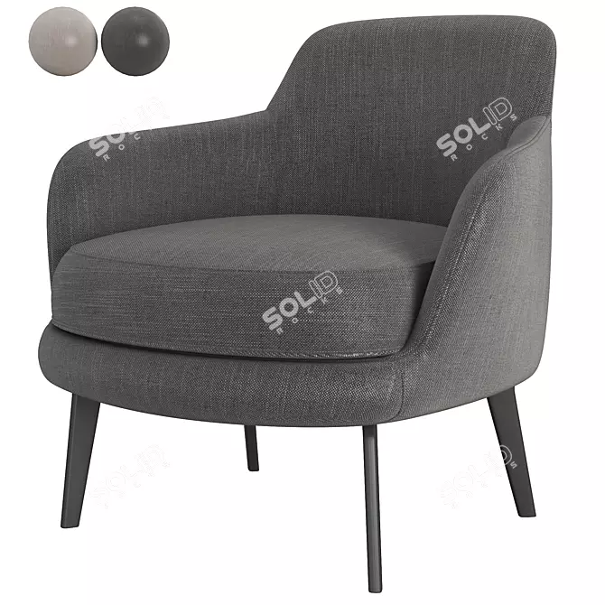 Sum Black Flax Armchair 3D model image 2