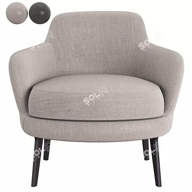 Sum Black Flax Armchair 3D model image 3