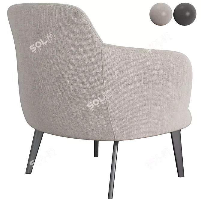 Sum Black Flax Armchair 3D model image 4