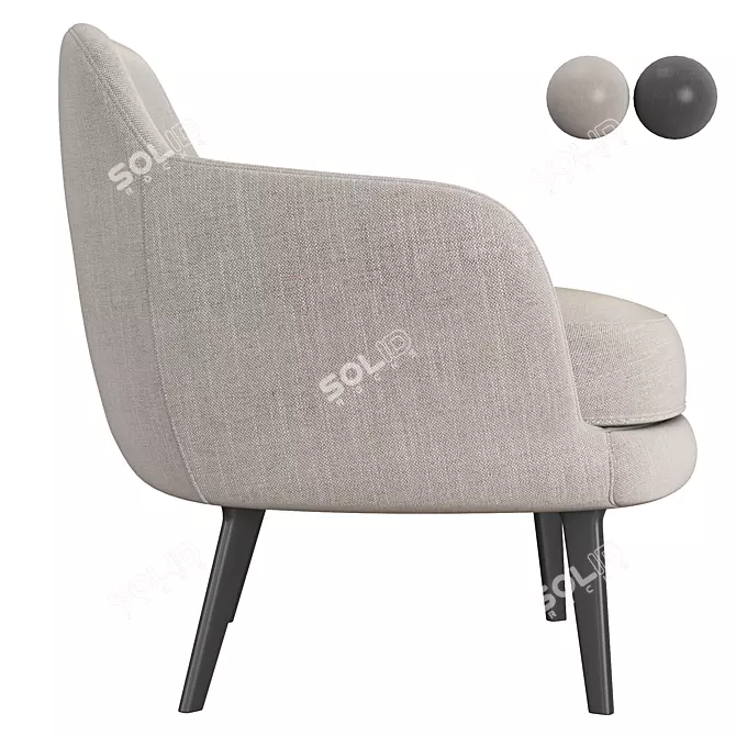 Sum Black Flax Armchair 3D model image 5