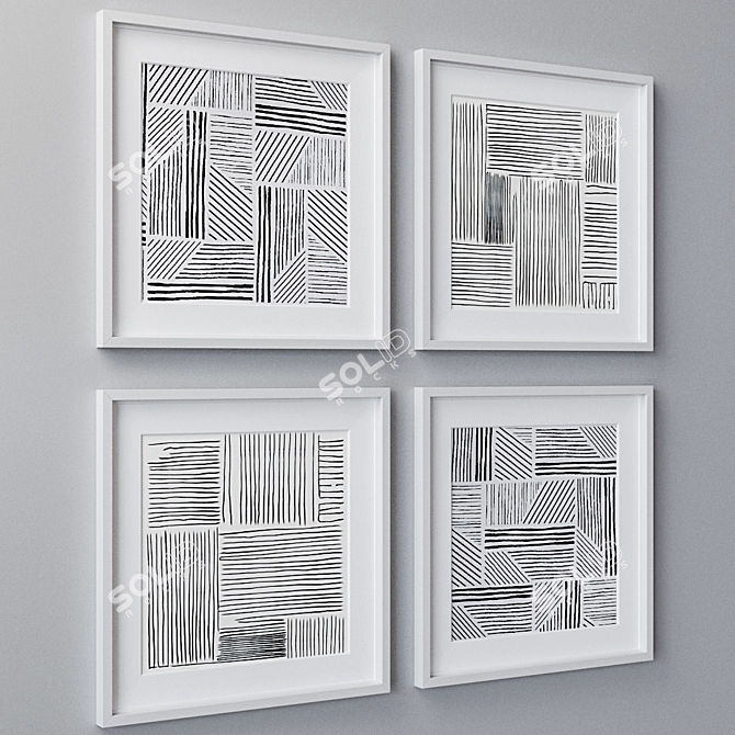 Elegant Wall Paintings Set 3D model image 2