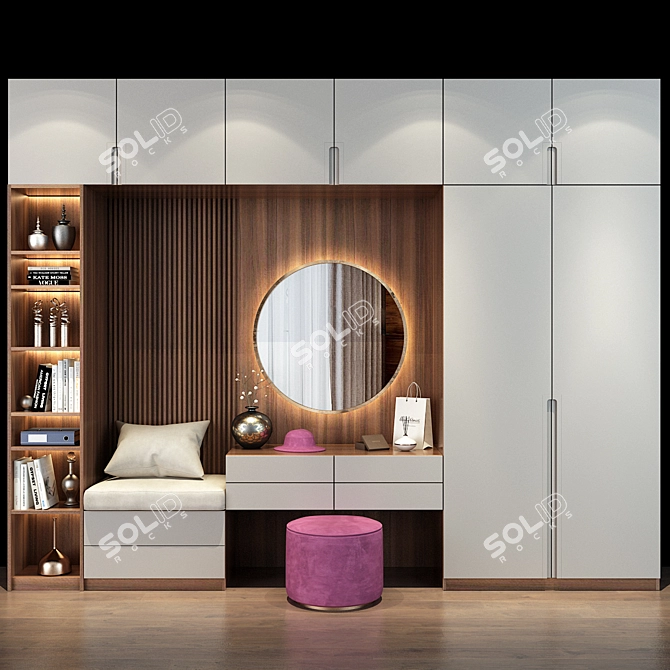 Sleek Hallway Storage Set 3D model image 1