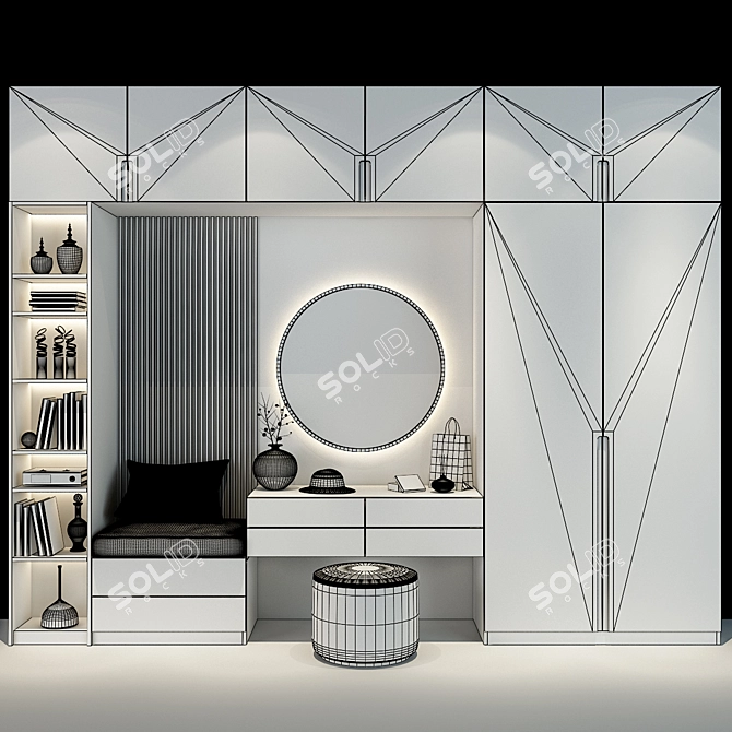 Sleek Hallway Storage Set 3D model image 2