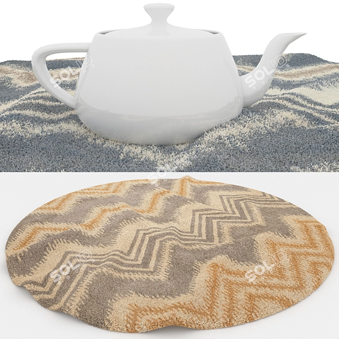 Title: Elegant Round Rug Set for 3D Models 3D model image 4