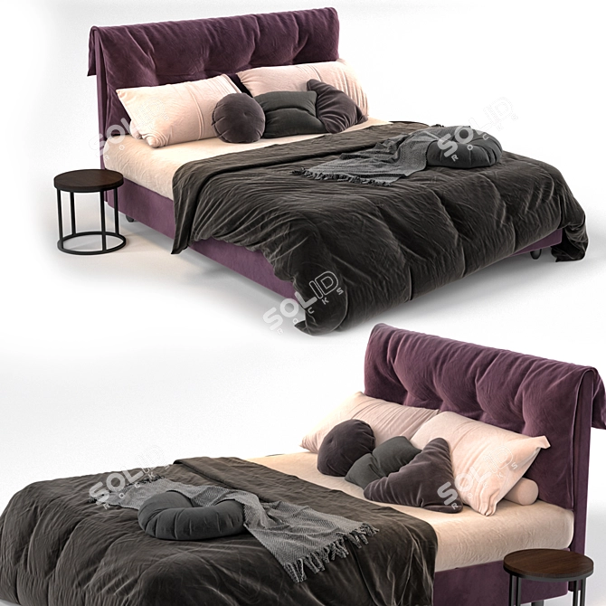 Vintage Elegance Bed 3D model image 1