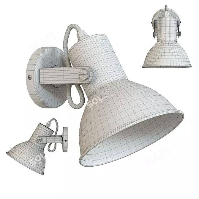 Vintage Industrial Wall Light 3D model image 2