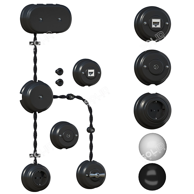 Retro-style Switches with Leanza Sockets 3D model image 1