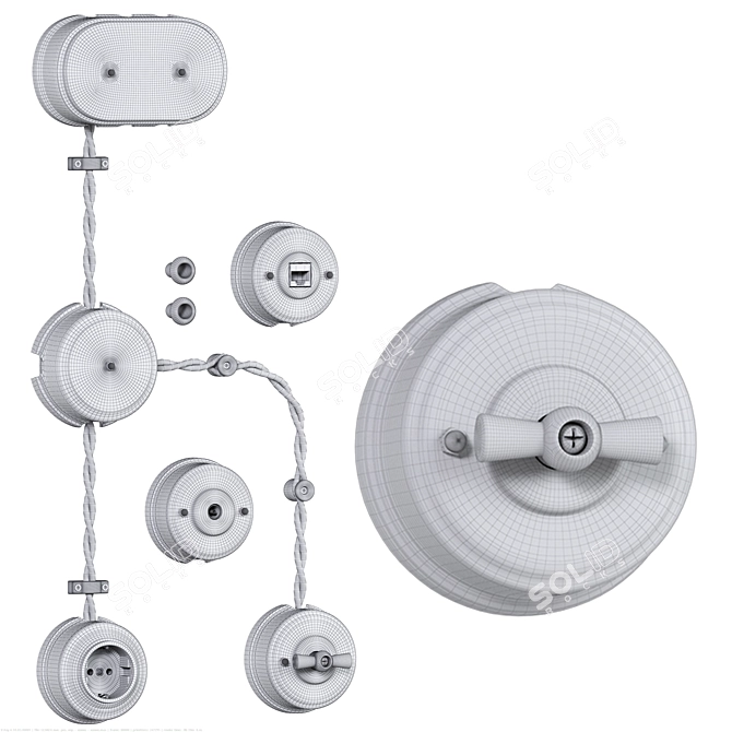 Retro-style Switches with Leanza Sockets 3D model image 5