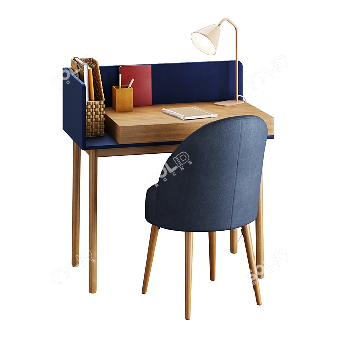 Modern Workplace Set: Graphy Desk, Lenou Chair 3D model image 1
