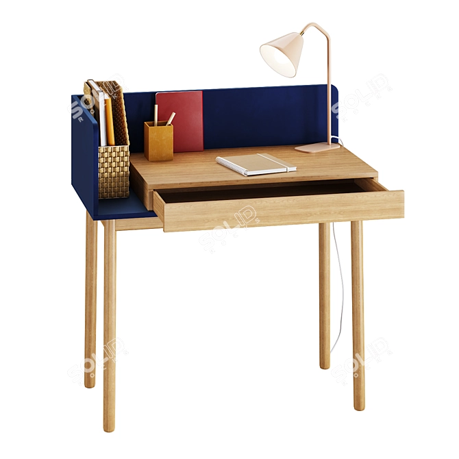 Modern Workplace Set: Graphy Desk, Lenou Chair 3D model image 2