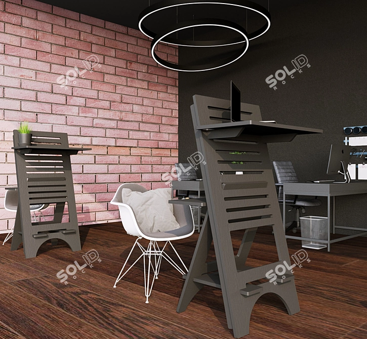 Height-Adjustable Modular Table 3D model image 1