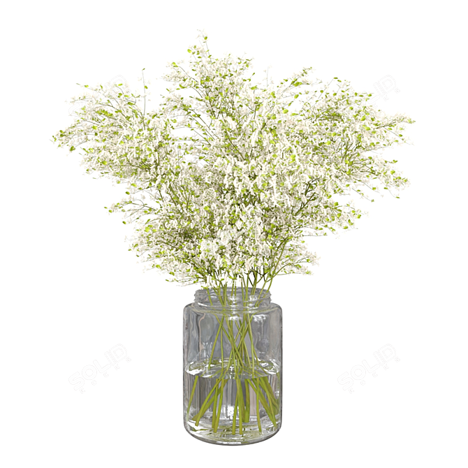 Ethereal Gypsophila Stems Bouquet 3D model image 1