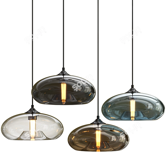 Sleek Glass Pendant Lamp 3D model image 1