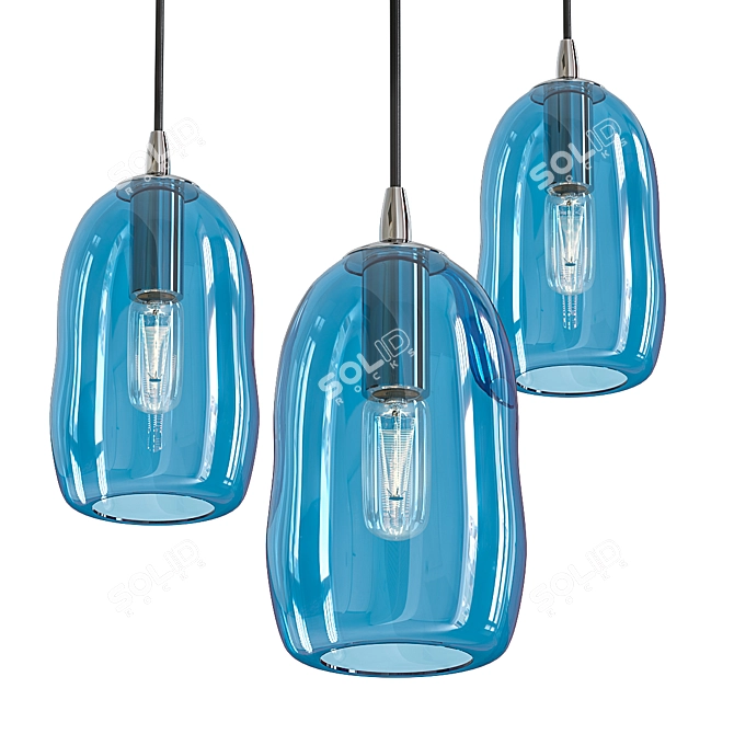 Sleek Blue Pendant Light 3D model image 1