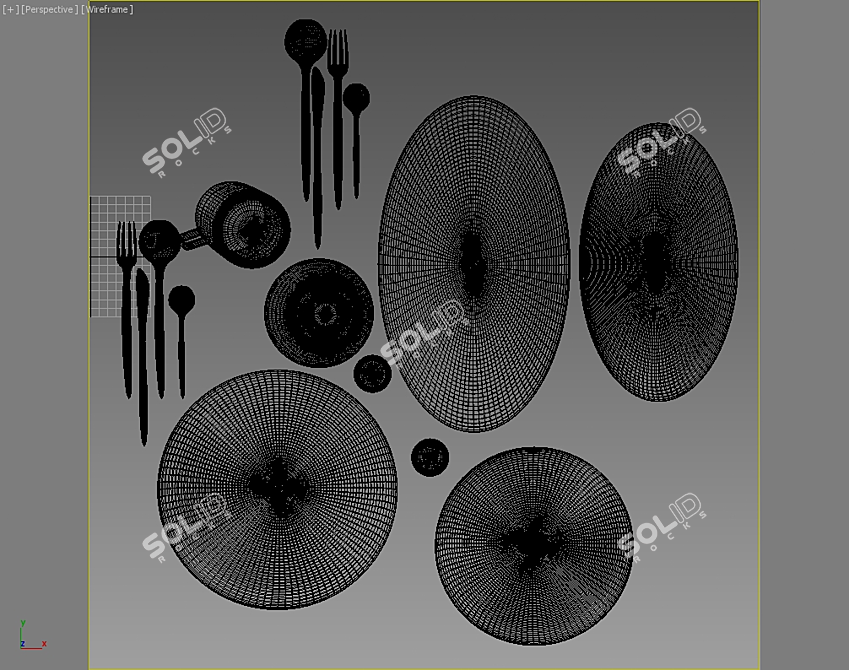 Modern Style Dish Set 3D model image 3