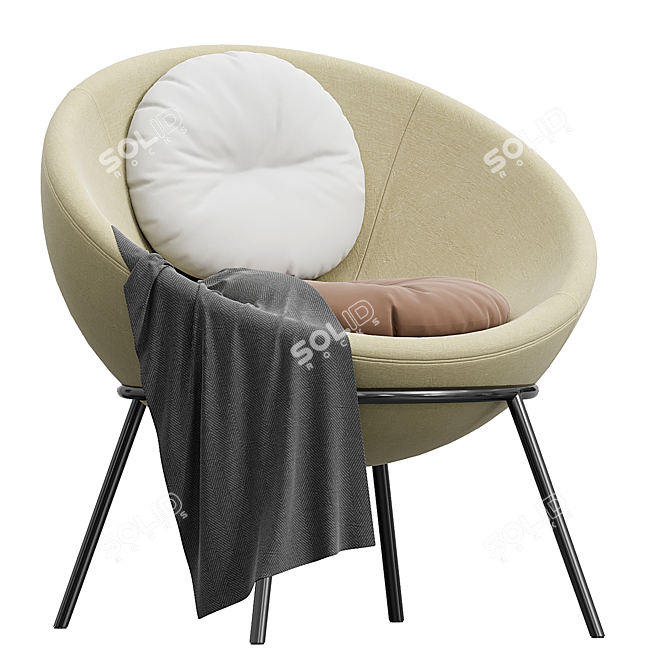 Sand Nuance Bowl Chair: Elegant and Comfortable 3D model image 1