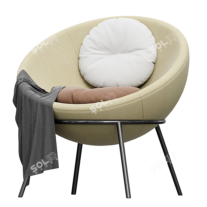 Sand Nuance Bowl Chair: Elegant and Comfortable 3D model image 2