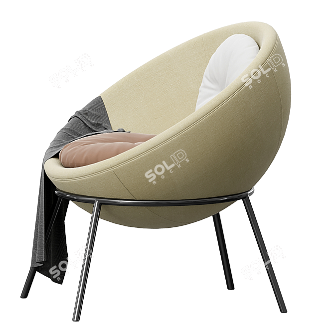 Sand Nuance Bowl Chair: Elegant and Comfortable 3D model image 6