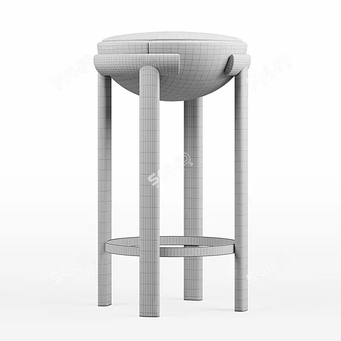 Numbered Edition Carrousel Oak Bar Stool 3D model image 3