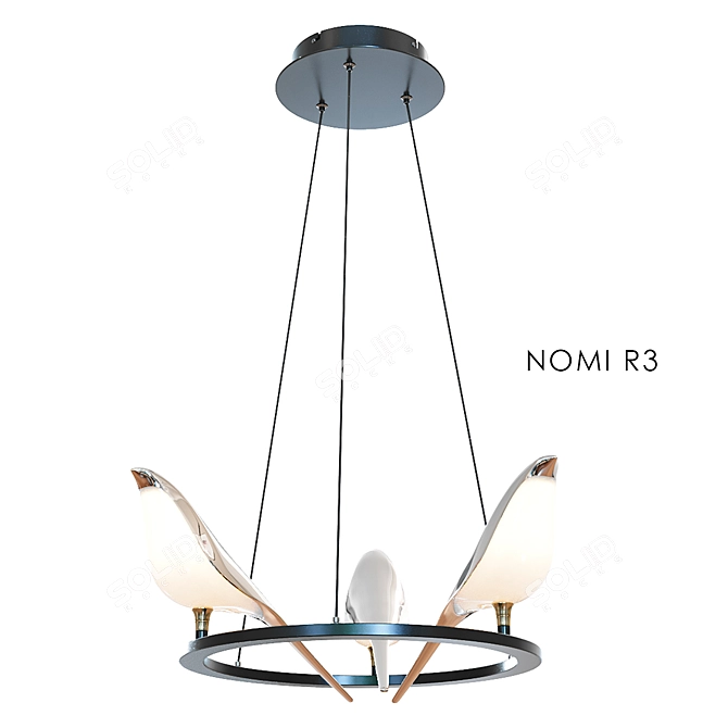 NOMI Round 3 Bird-inspired Chandelier 3D model image 1