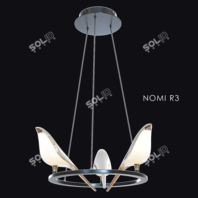 NOMI Round 3 Bird-inspired Chandelier 3D model image 2