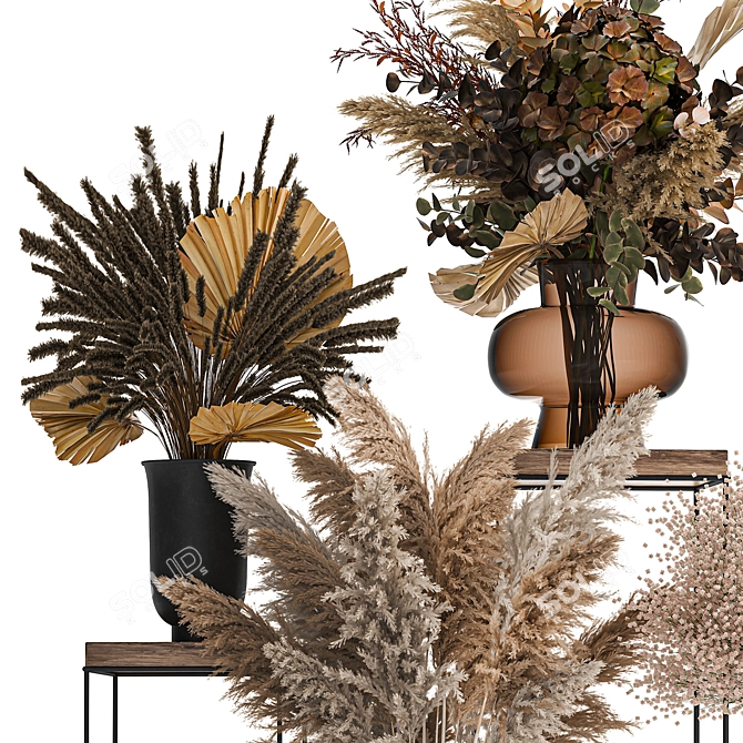 Title: Autumn Bliss Dried Flower Bouquet 3D model image 2