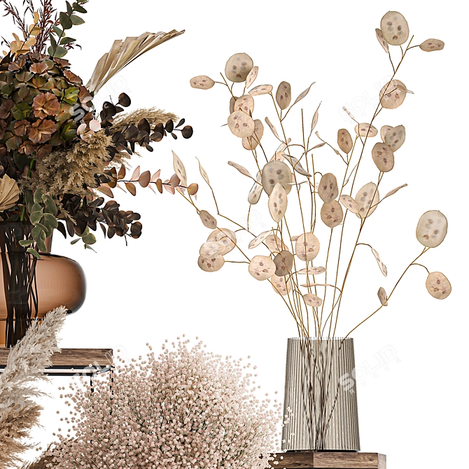 Title: Autumn Bliss Dried Flower Bouquet 3D model image 3