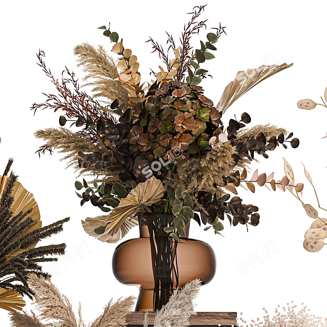 Title: Autumn Bliss Dried Flower Bouquet 3D model image 5