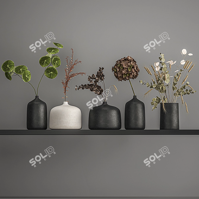 Elegant Dried Flower Bouquets 3D model image 2