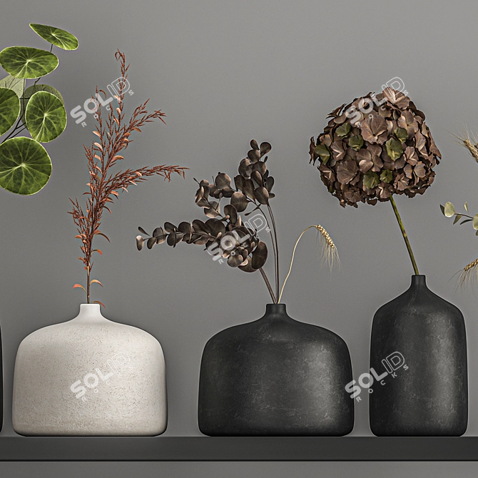 Elegant Dried Flower Bouquets 3D model image 4