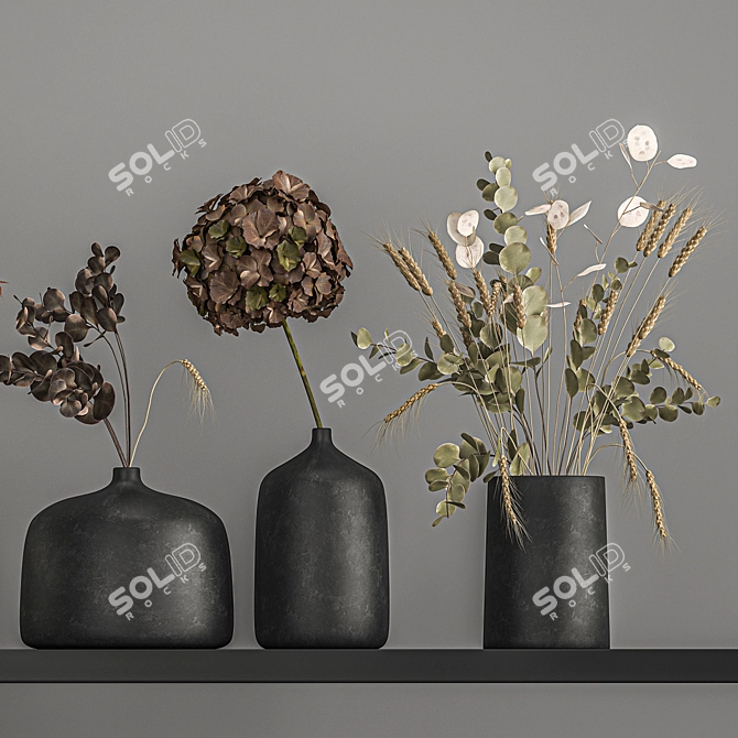 Elegant Dried Flower Bouquets 3D model image 5