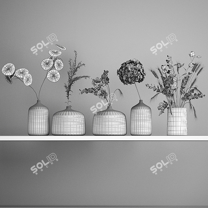 Elegant Dried Flower Bouquets 3D model image 8