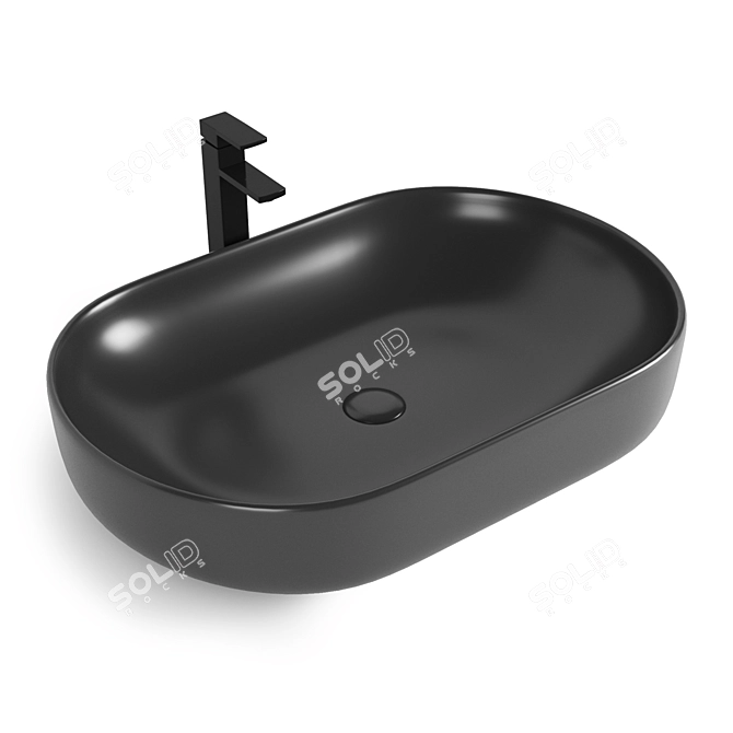 Title: Matte Beige Ceramic Countertop Washbasin 3D model image 2