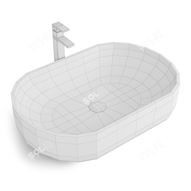 Title: Matte Beige Ceramic Countertop Washbasin 3D model image 3