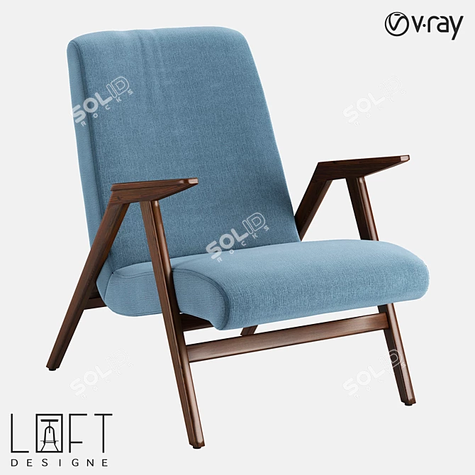 Modern Walnut Armchair: LoftDesign 36982 3D model image 1