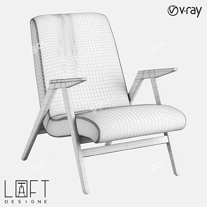 Modern Walnut Armchair: LoftDesign 36982 3D model image 2