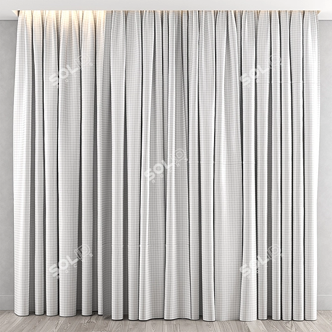 Elegant Two-Tone Curtains - 3 Options 3D model image 3