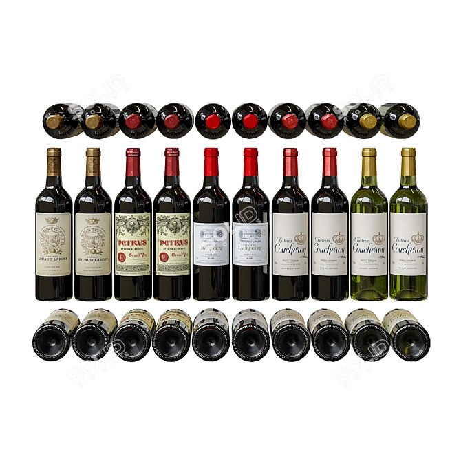 Poly Wine Bottles for Wine Cabinets 3D model image 1