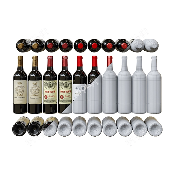 Poly Wine Bottles for Wine Cabinets 3D model image 2