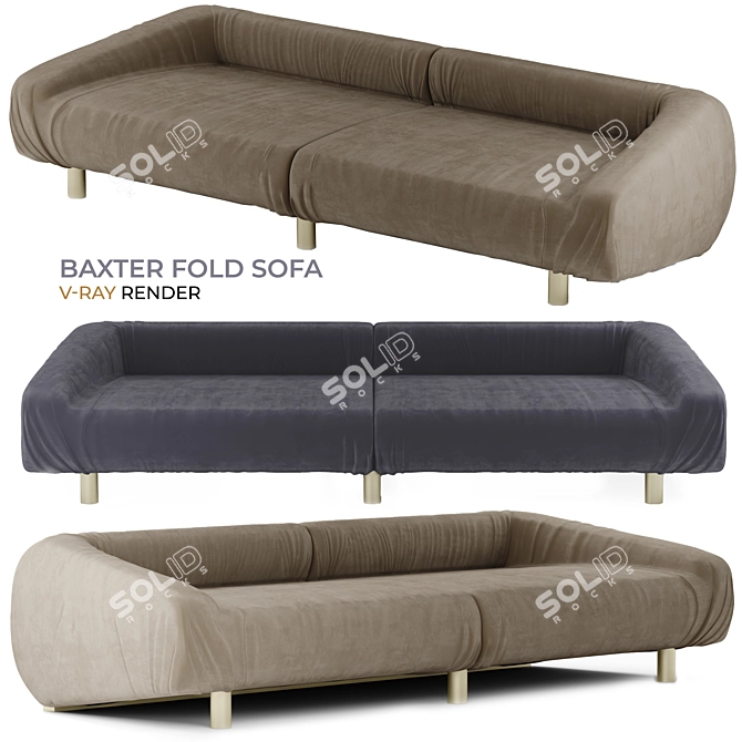 BAXTER FOLD Leather Sofa: Elegant Comfort in Real Leather 3D model image 1