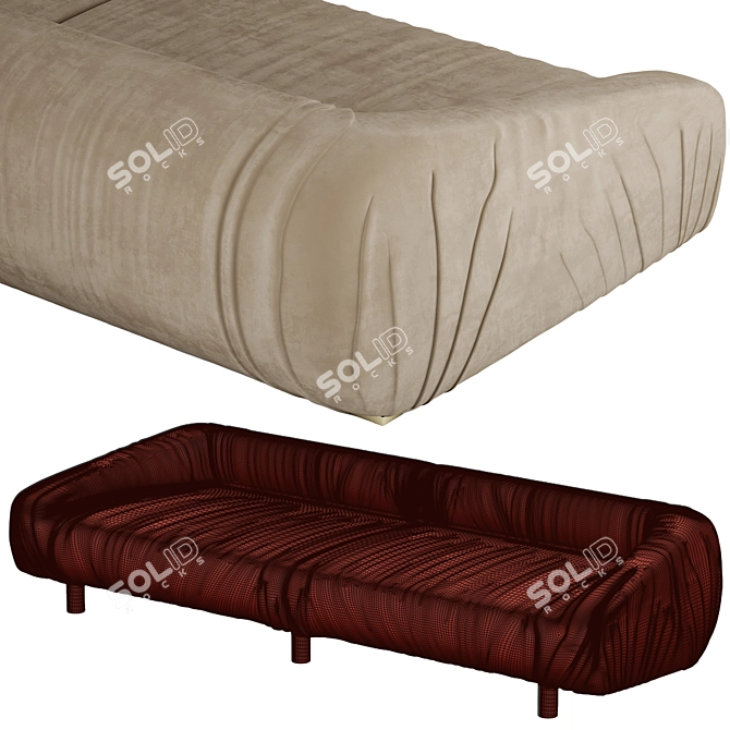 BAXTER FOLD Leather Sofa: Elegant Comfort in Real Leather 3D model image 5