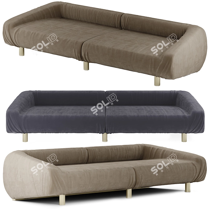 BAXTER FOLD Leather Sofa: Elegant Comfort in Real Leather 3D model image 6